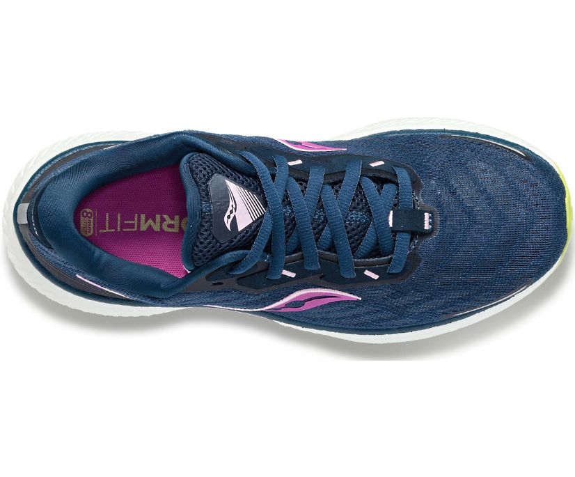 Saucony Triumph 19 Women's Running Shoes Navy / Green | Canada 211EBCX